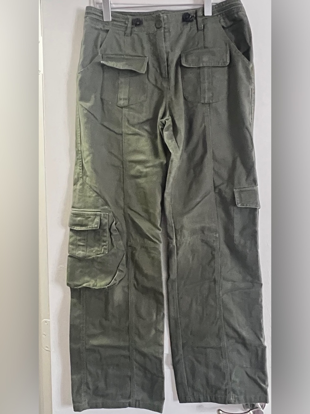 Brandy Melville Olive Green Cargo Pants Utility Pocket Wide Leg Y2K Streetwear